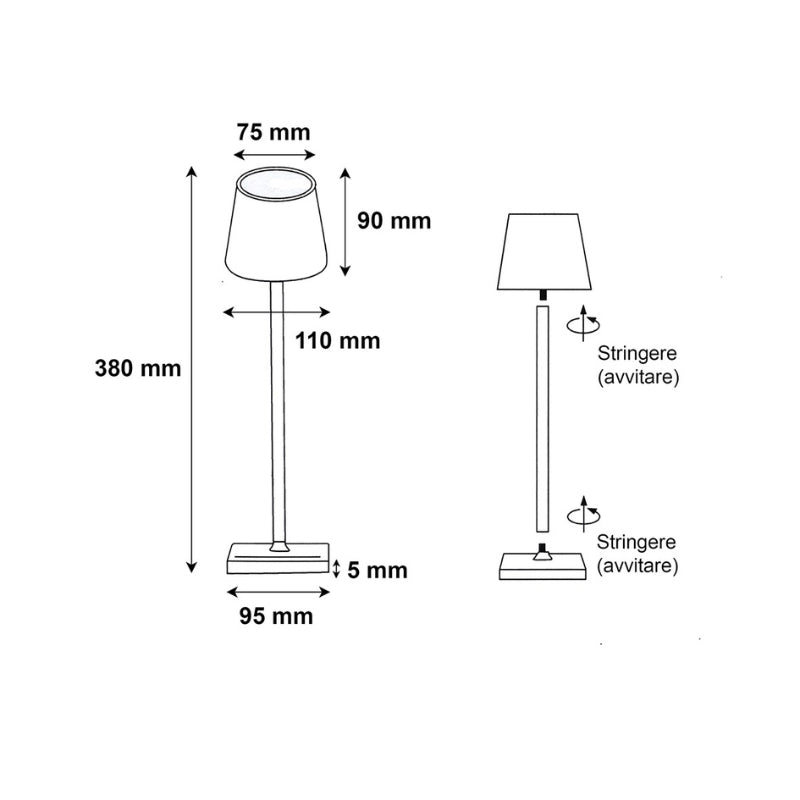 Candeeiro de mesa táctil recarregável 3W CCT