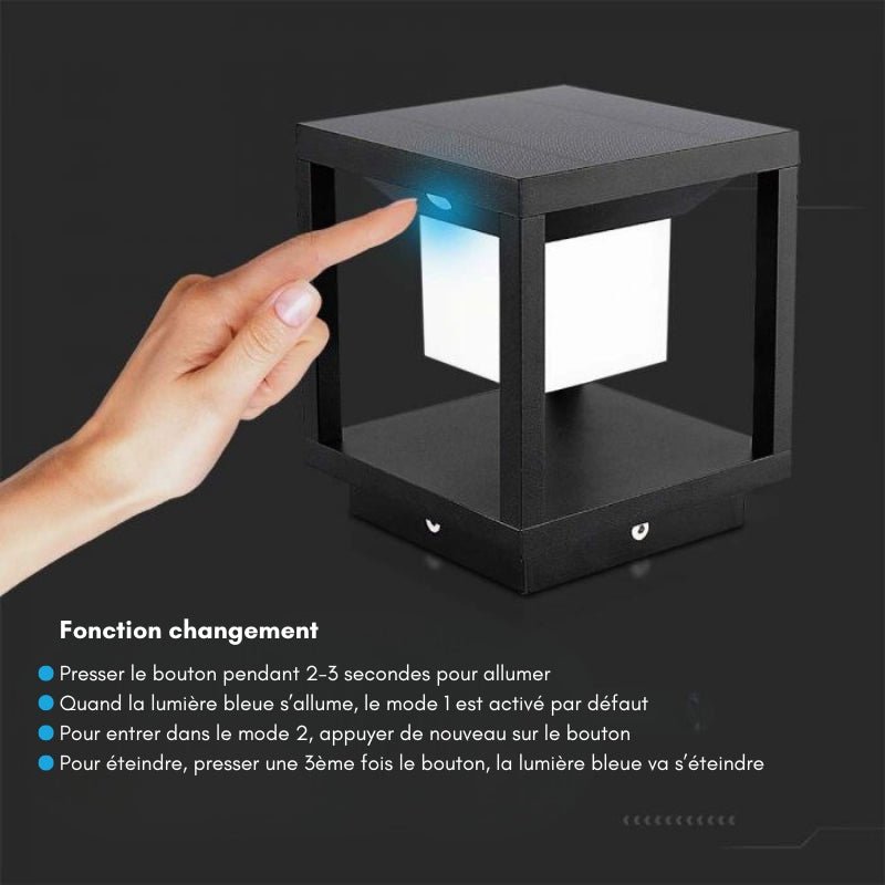 Lanterne Extérieure Solaire Noire 2W IP65 Avec Détecteur de Mouvement