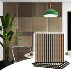 Packung 2 - Akustik-Wandpaneele Holz 60x60x2,2cm - Nussbaum-Finish - Schwarzer Hintergrund
