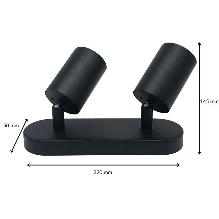 Plafondlamp met 2 verstelbare aluminium spots voor GU10 lamp