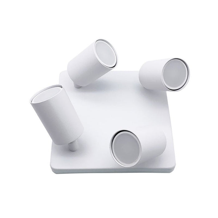 Deckenleuchte 4 verstellbare Spots, quadratisch, Alu, WEISS für GU10-Glühbirne