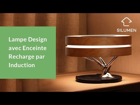 Lâmpada de cabeceira redonda "Horizon" com alto -falante e carregador sem fio - Tactile Dimmable
