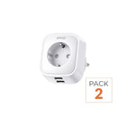 Prise Connectée Wifi 16A avec 2 Ports USB 2.1A - Pack de 2