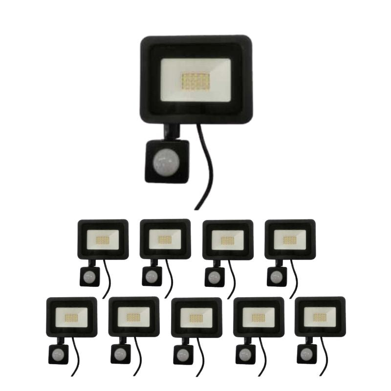 Projecteur LED Extérieur 20W IP65 NOIR avec Détecteur de Mouvement Crépusculaire