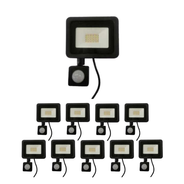 Projecteur LED Extérieur 20W IP65 NOIR avec Détecteur de Mouvement Crépusculaire