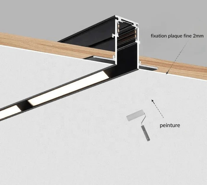 Carril Magnético Empotrable 48V 2m NEGRO para Revestimiento