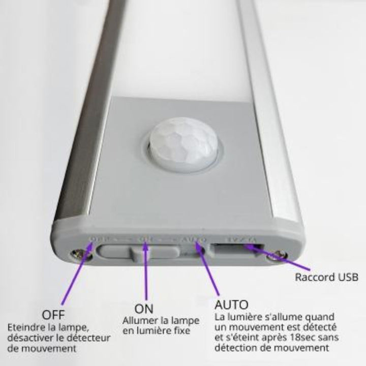 USB 40CM IP40 LED LED recarregável com detector de movimento
