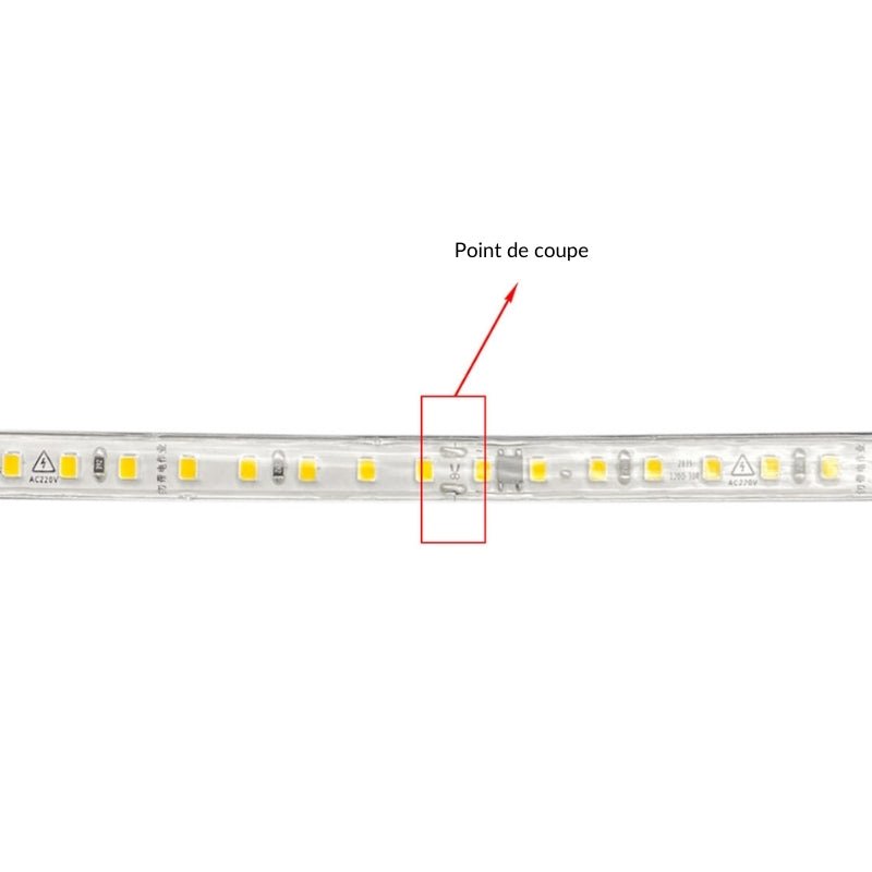 Fita LED 220V 2835 120LED/m 25M Cortável 10cm IP65