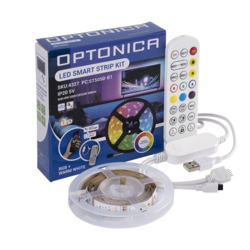 Fita LED para Televisão RGBW Wifi DC5V 60 LED/m 2m + Controle Remoto e Controle Wifi