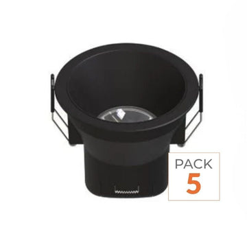 Spot LED Encastrable 8W IP44 Dimmable CCT Ø90mm Noir - Pack de 5