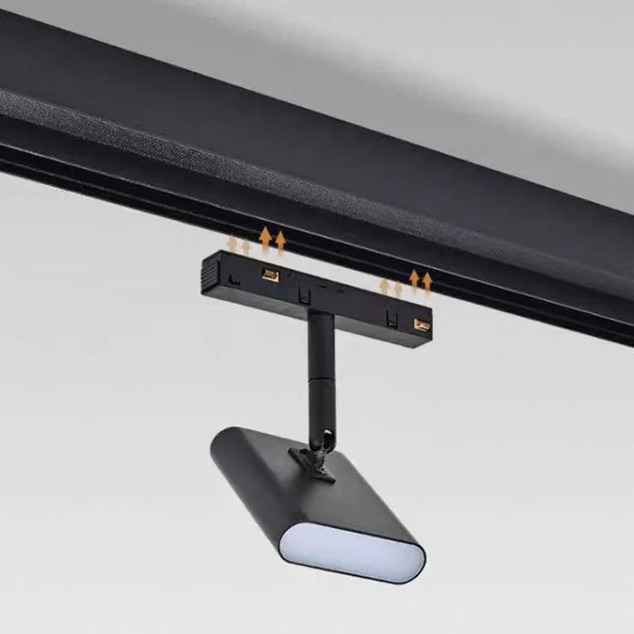 Foco LED sobre Carril Magnético Rectangular 48V 5W Orientable NEGRO