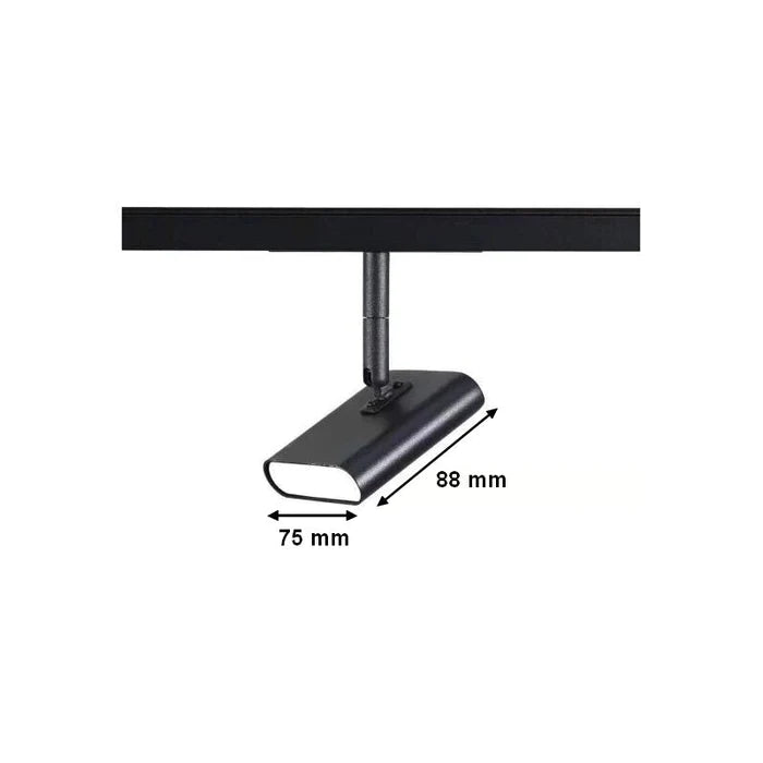 Foco LED sobre Carril Magnético Rectangular 48V 5W Orientable NEGRO