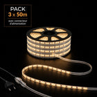 Ruban LED Tunnel 150M 2835 220V AC 9W/m IP65 120 LED/m (3 rubans 50M raccordable + alimentation)