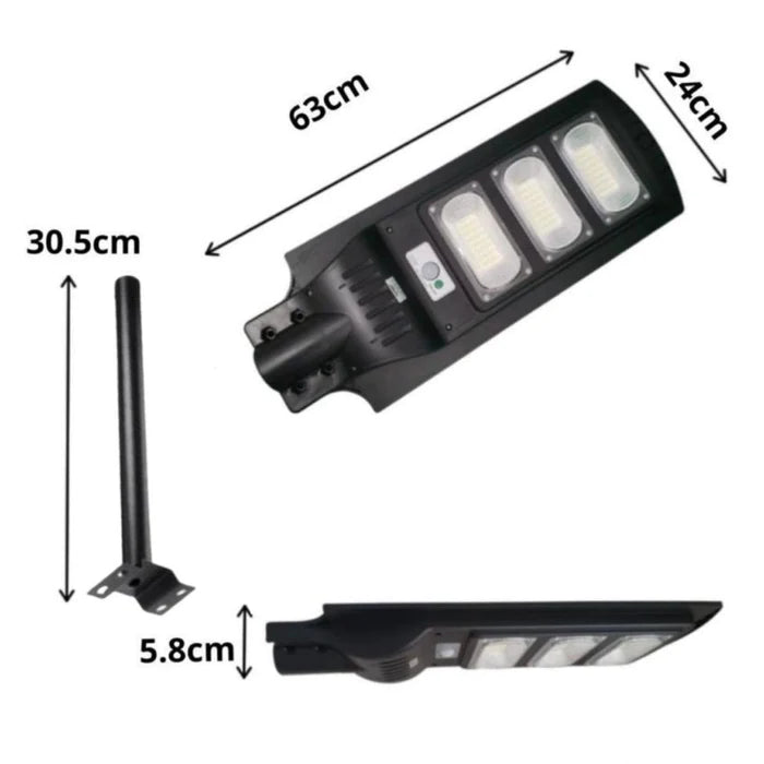 Luz LED urbana solar IP65 30W (barra de metal incluída)
