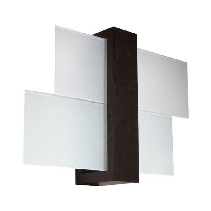 Applique Murale Bois 2 rectangles de Verre pour Ampoule E27 - Silumen