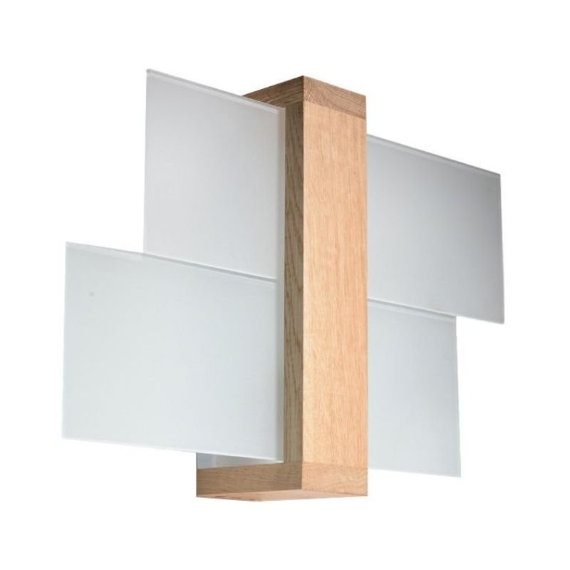 Applique Murale Bois 2 rectangles de Verre pour Ampoule E27 - Silumen