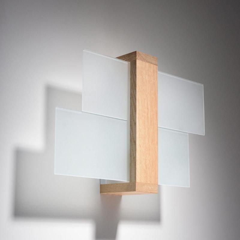 Applique Murale Bois 2 rectangles de Verre pour Ampoule E27 - Silumen