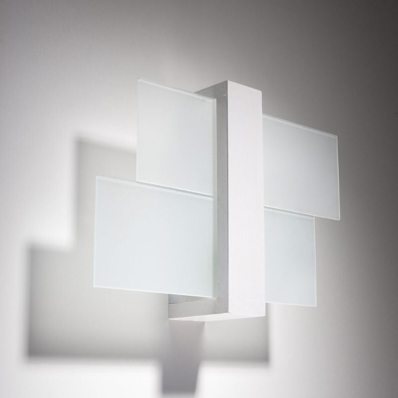 Applique Murale Bois 2 rectangles de Verre pour Ampoule E27 - Silumen