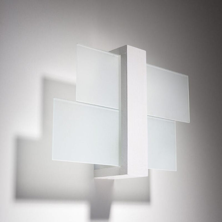 Applique Murale Bois 2 rectangles de Verre pour Ampoule E27 - Silumen