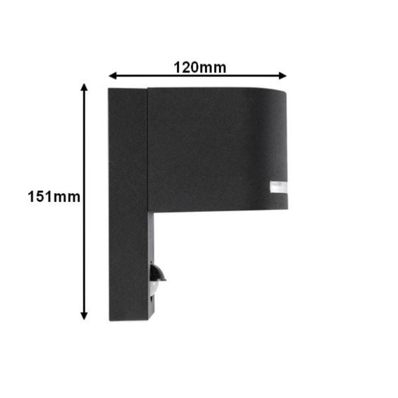 Applique Murale Extérieure avec détecteur IP44 Noir pour Ampoule GU10 - Silumen