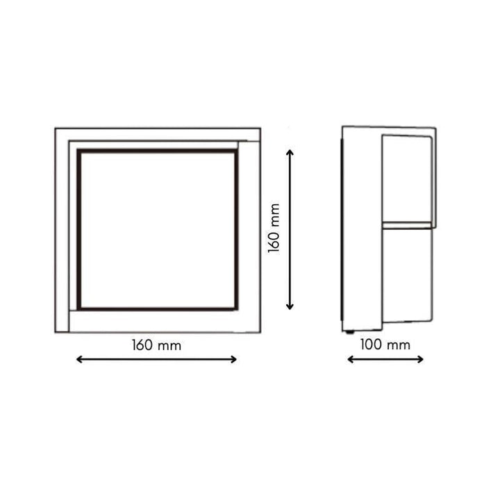 Applique Murale LED 15W Noire Carrée IP65 avec cache - Silumen