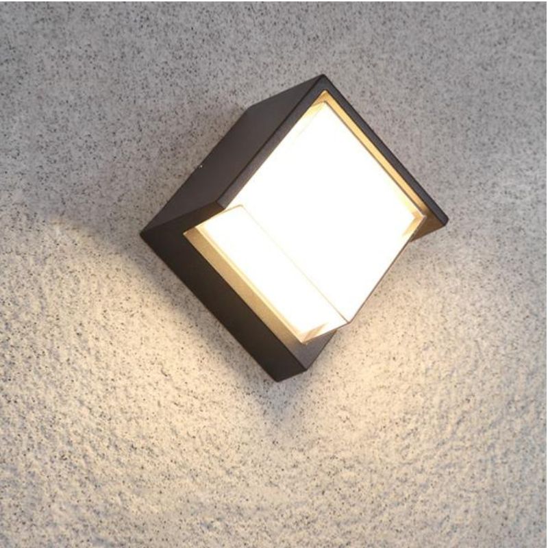 Applique Murale LED 15W Noire Carrée IP65 avec cache - Silumen