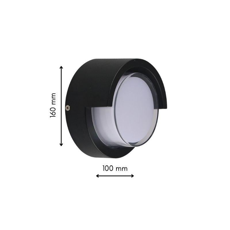 Applique Murale LED 15W Noire Ronde IP65 avec Cache - Silumen