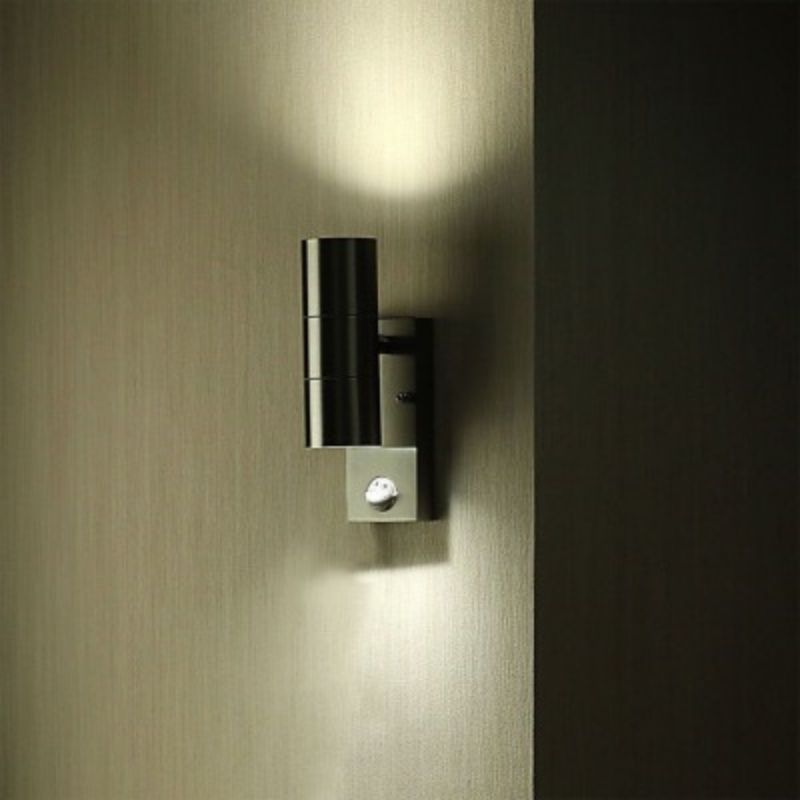 Applique Murale LED IP44 Double Faisceau GU10 avec Détecteur de Mouvement - Silumen