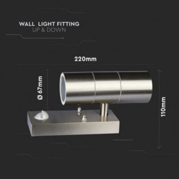 Applique Murale LED IP44 Double Faisceau GU10 avec Détecteur de Mouvement - Silumen