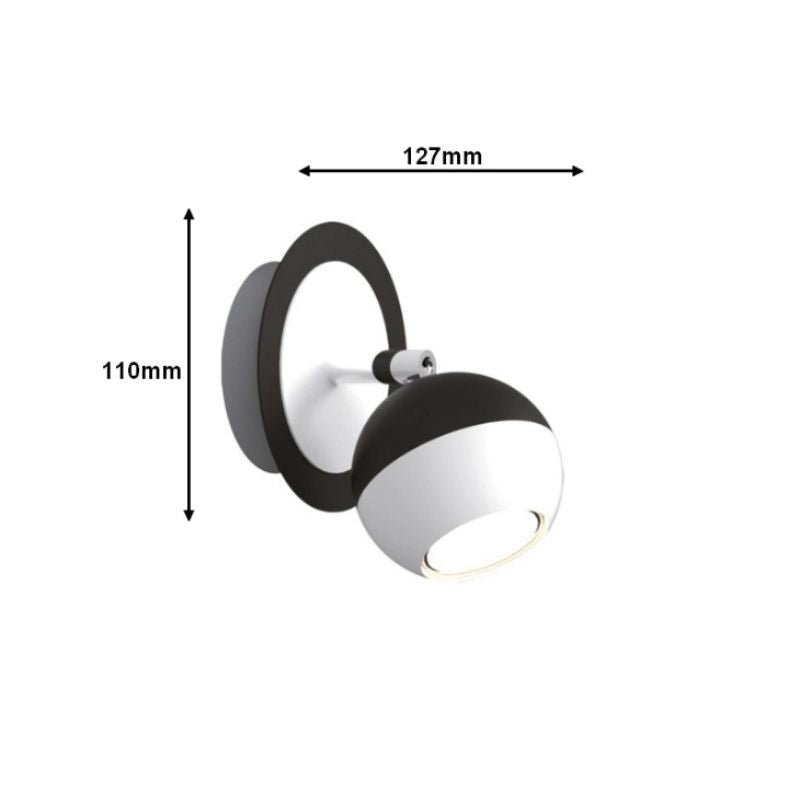 Applique Murale Noire et Blanche Orientable en Saillie pour Ampoule GU10 - Silumen