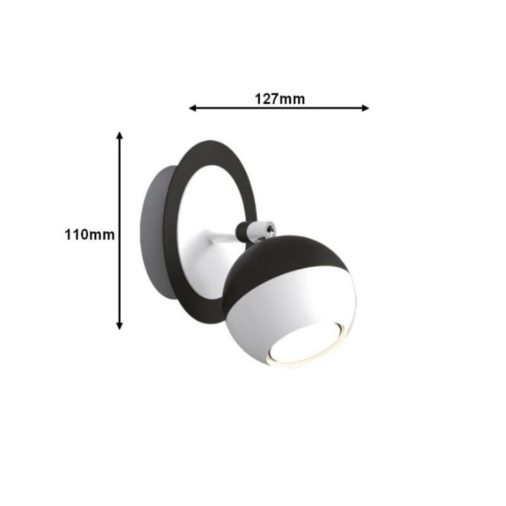 Applique Murale Noire et Blanche Orientable en Saillie pour Ampoule GU10 - Silumen
