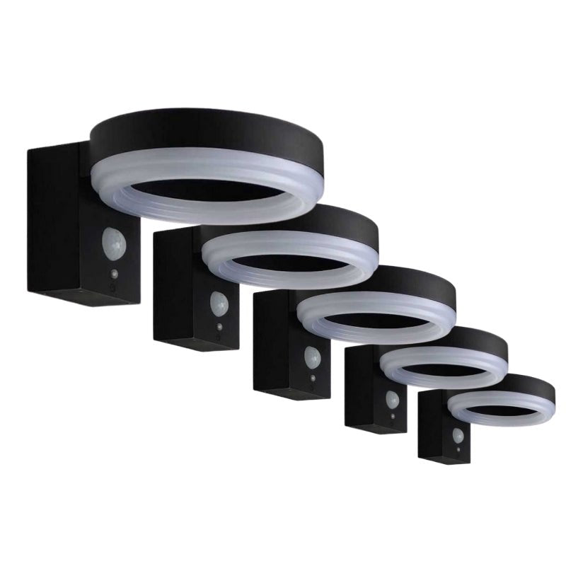 Applique Solaire LED Murale 6W IP44 Noir avec Détecteur PIR (Pack de 5) - Silumen