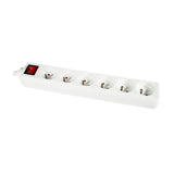 Bloco multiplise 6 soquetes com interruptor branco