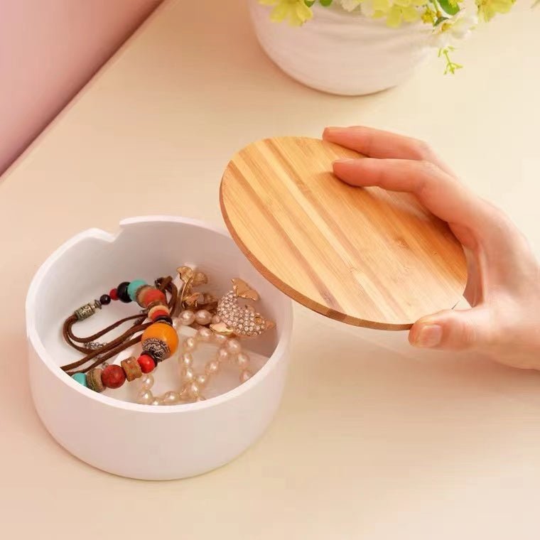 Boite à bijoux avec miroir couvercle en bambou - Silumen
