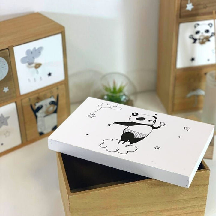 Boîte de Rangement en bois Panda 14x10.8x23cm - Silumen