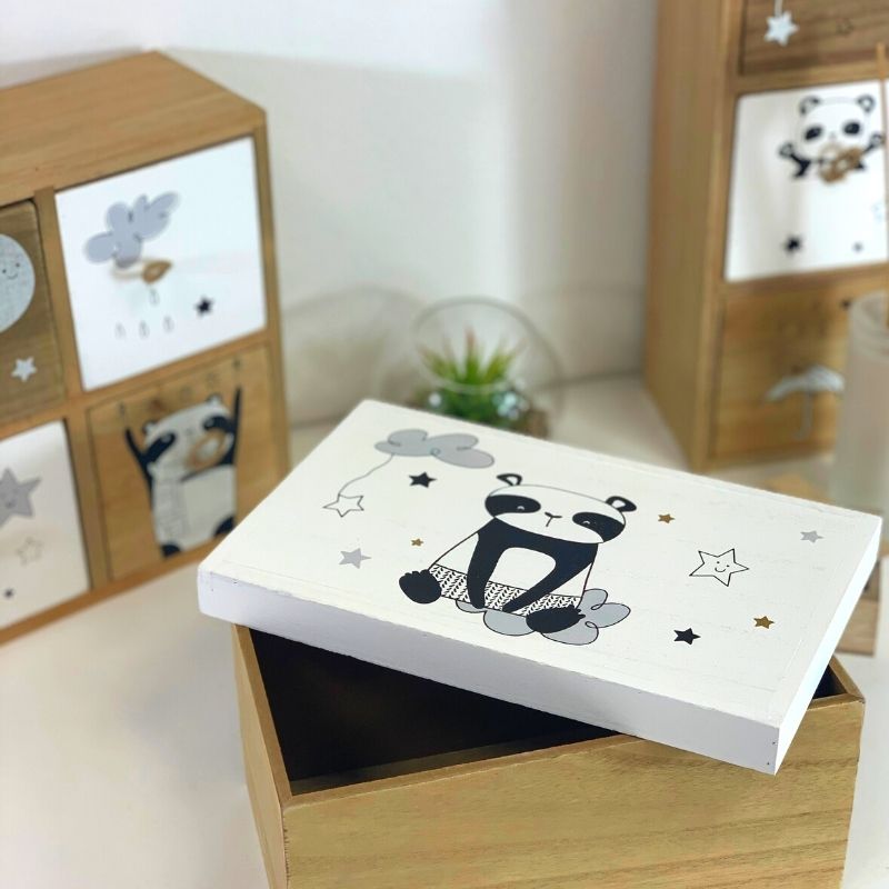 Boîte de Rangement en bois Panda 14x10.8x23cm - Silumen