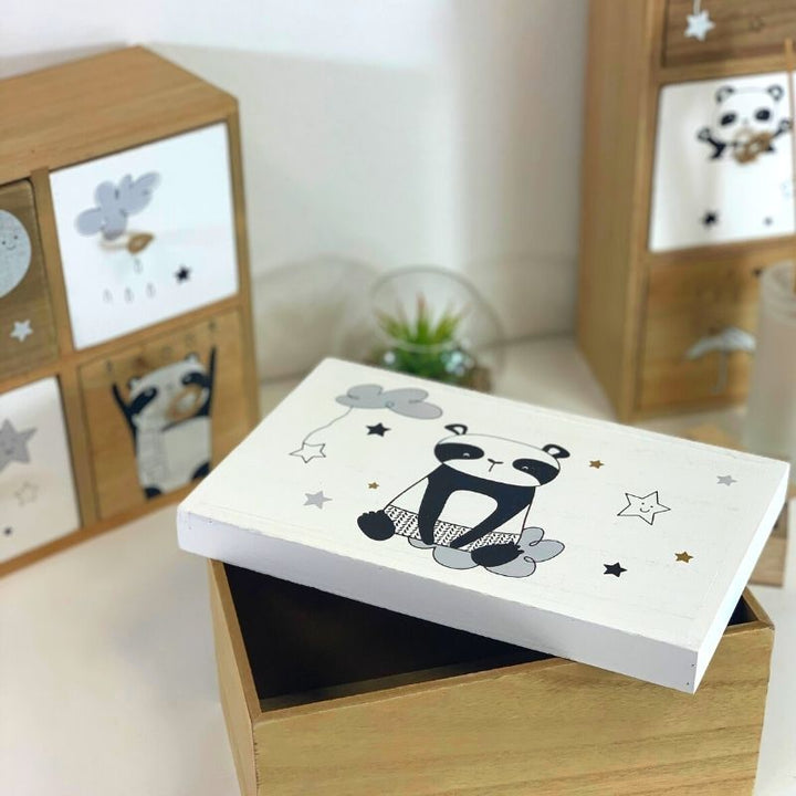 Boîte de Rangement en bois Panda 14x10.8x23cm - Silumen