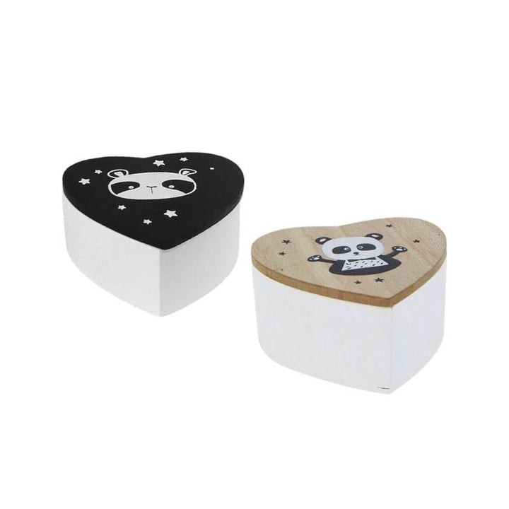 Boîte de Rangement en bois Panda, forme Coeur, 9.2x5x8.5cm - Silumen