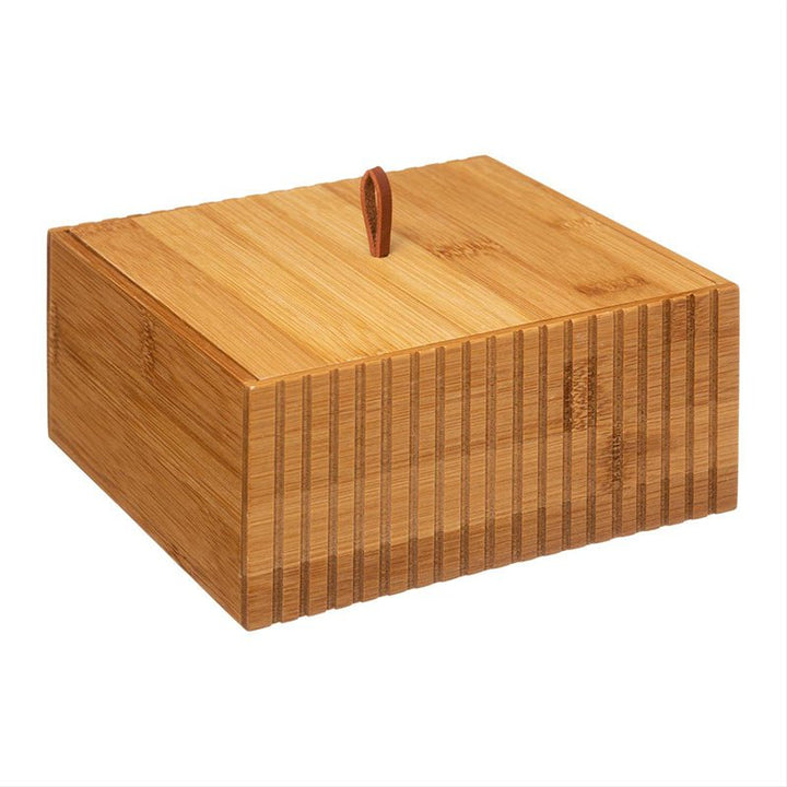 Boîte de Rangement Salle de Bain Carré pour Coton en Bambou - Silumen