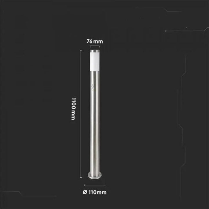 Borne de Jardin Acier Inoxydable avec Détecteur 110cm pour Ampoule E27 IP44 - Silumen