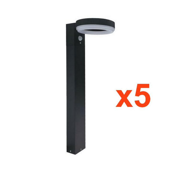 Borne Solaire LED 6W 50cm IP44 Noir avec Détecteur PIR (Pack de 5) - Silumen