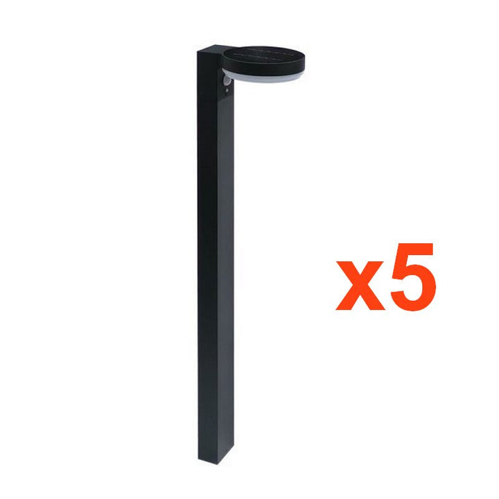 Borne Solaire LED 6W 90cm IP44 Noir avec Détecteur PIR (Pack de 5) - Silumen