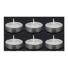 Unscented Glitter Tealight Candle with Silver Holder - Pack of 6