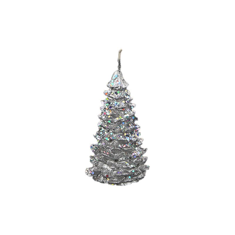 Bougie Sapin de Noël paillette 9.5cm non parfumée - Silumen