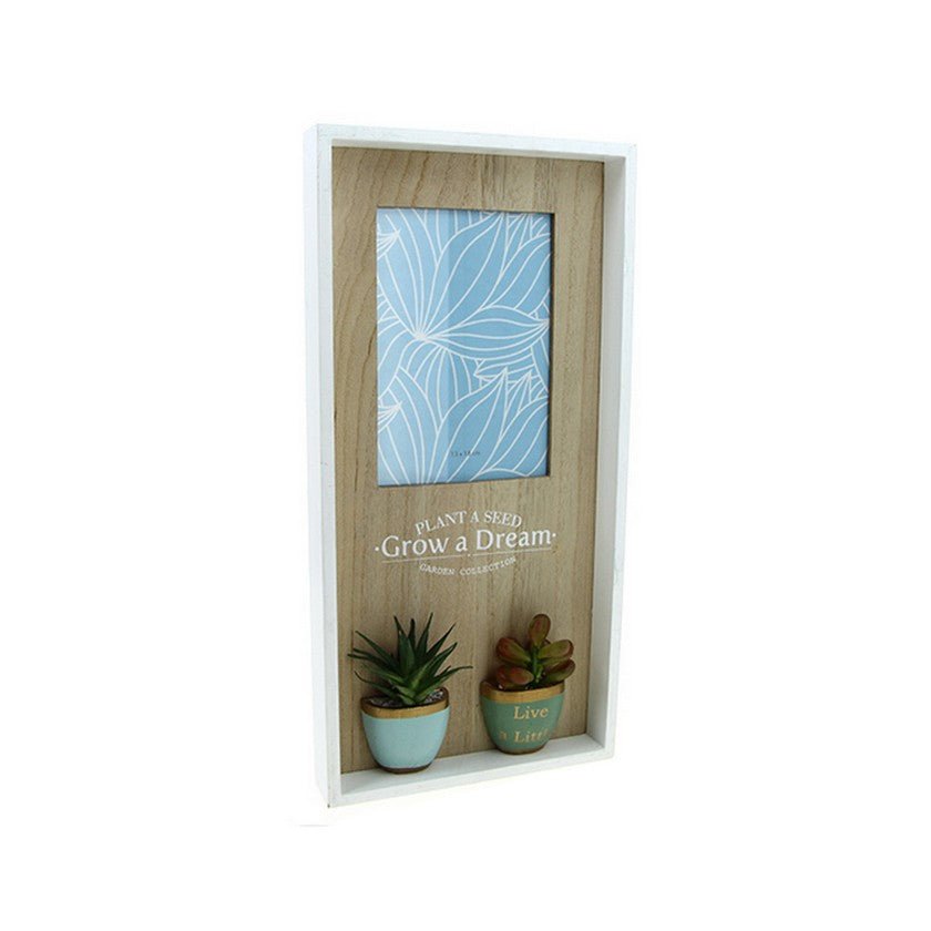 Cadre Photo 13x18cm en bois + Plantes artificielles - Silumen