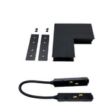 Connecteur Angle Sortant pour Rail Magnétique en Saillie Noir + Connecteur Souple