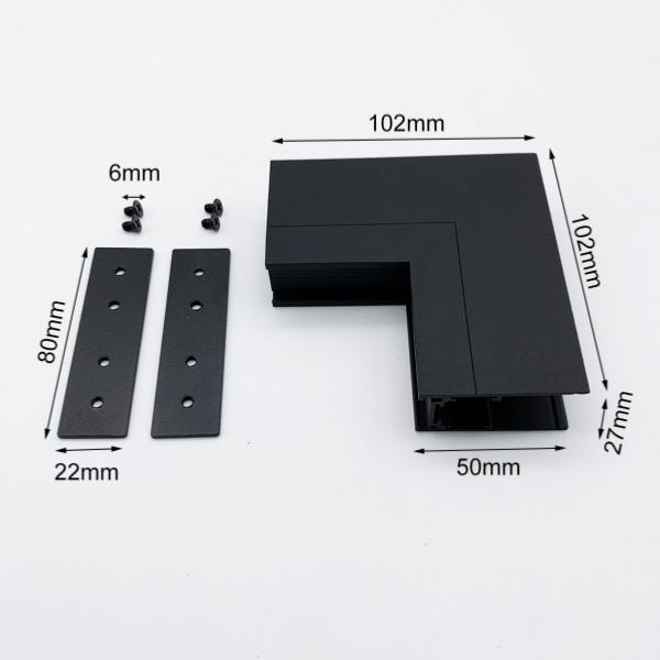 Connecteur Angle Sortant pour Rail Magnétique en Saillie Noir + Connecteur Souple - Silumen