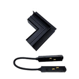 Uitgaande hoekconnector voor zwart gebouwd -In magnetische rail + flexibele connector
