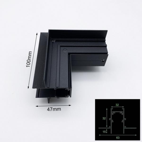 Connecteur Angle Sortant pour Rail Magnétique Encastré Noir + Connecteur Souple - Silumen
