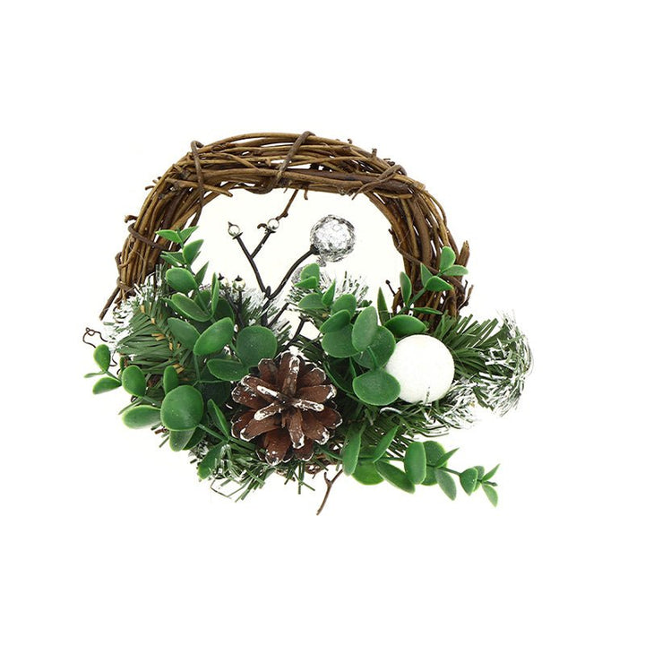 Couronne de Noël en bois 20cm BLANC - Silumen